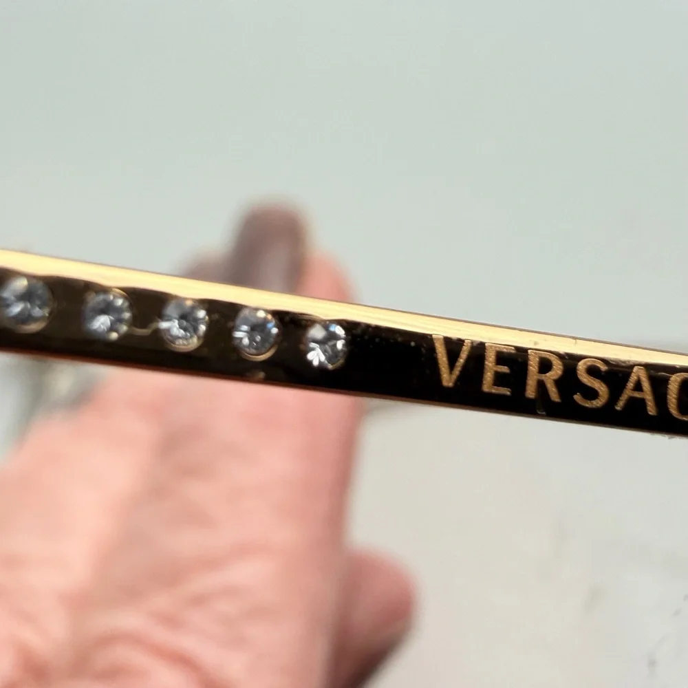 Versace Eyeglasses Gold and Clear Eyewear Chic Sophisticated Retail $310